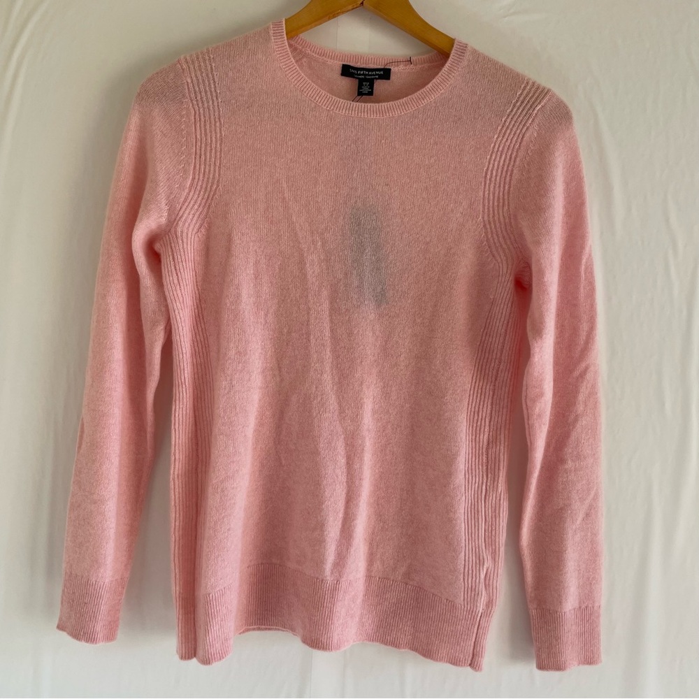 NWT Saks Fifth Avenue Baby Pink Cashmere Sweater Size S
